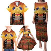ANZAC Day Family Matching Puletasi and Hawaiian Shirt Remembrance Tribute Soldiers And Poppy Field LT05 - Polynesian Pride