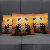 ANZAC Day Pillow Cover Remembrance Tribute Soldiers And Poppy Field