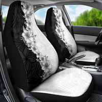 Hawaii Hibiscus Flowers Car Seat Cover Grayscale Polynesian Pattern