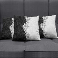 Hawaii Hibiscus Flowers Pillow Cover Grayscale Polynesian Pattern