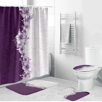Hawaii Hibiscus Flowers Bathroom Set Purple Polynesian Pattern