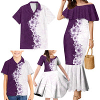 Hawaii Hibiscus Flowers Family Matching Mermaid Dress and Hawaiian Shirt Purple Polynesian Pattern LT05 - Polynesian Pride