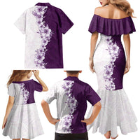 Hawaii Hibiscus Flowers Family Matching Mermaid Dress and Hawaiian Shirt Purple Polynesian Pattern LT05 - Polynesian Pride