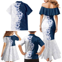 Hawaii Hibiscus Flowers Family Matching Mermaid Dress and Hawaiian Shirt Blue Polynesian Pattern LT05 - Polynesian Pride