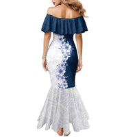 Hawaii Hibiscus Flowers Family Matching Mermaid Dress and Hawaiian Shirt Blue Polynesian Pattern LT05 - Polynesian Pride
