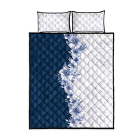 Hawaii Hibiscus Flowers Quilt Bed Set Blue Polynesian Pattern