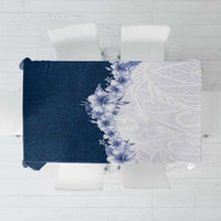 Hawaii Hibiscus Flowers Tablecloth Blue Polynesian Pattern
