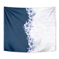 Hawaii Hibiscus Flowers Tapestry Blue Polynesian Pattern