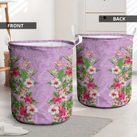Hawaii Tropical Flowers Laundry Basket Lavender Polynesian Tattoo Art
