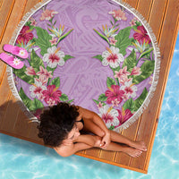 Hawaii Tropical Flowers Beach Blanket Lavender Polynesian Tattoo Art