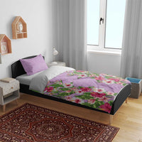 Hawaii Tropical Flowers Bedding Set Lavender Polynesian Tattoo Art
