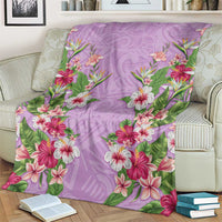 Hawaii Tropical Flowers Blanket Lavender Polynesian Tattoo Art