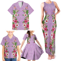 Hawaii Tropical Flowers Family Matching Tank Maxi Dress and Hawaiian Shirt Lavender Polynesian Tattoo Art LT05 - Polynesian Pride