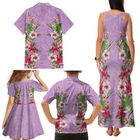 Hawaii Tropical Flowers Family Matching Tank Maxi Dress and Hawaiian Shirt Lavender Polynesian Tattoo Art LT05 - Polynesian Pride