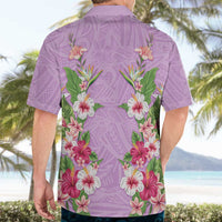 Hawaii Tropical Flowers Hawaiian Shirt Lavender Polynesian Tattoo Art