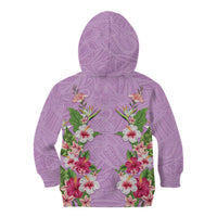 Hawaii Tropical Flowers Kid Hoodie Lavender Polynesian Tattoo Art