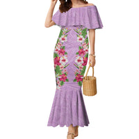 Hawaii Tropical Flowers Mermaid Dress Lavender Polynesian Tattoo Art