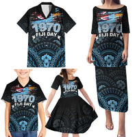 Personalised Happy Fiji Day 1970 Family Matching Puletasi and Hawaiian Shirt Flag Grunge Style LT05 - Polynesian Pride