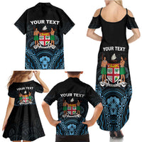 Personalised Happy Fiji Day 1970 Family Matching Summer Maxi Dress and Hawaiian Shirt Flag Grunge Style LT05 - Polynesian Pride