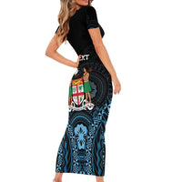 Personalised Happy Fiji Day 1970 Short Sleeve Bodycon Dress Flag Grunge Style LT05 - Polynesian Pride