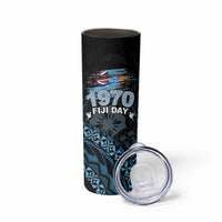 Personalised Happy Fiji Day 1970 Skinny Tumbler Flag Grunge Style LT05 - Polynesian Pride