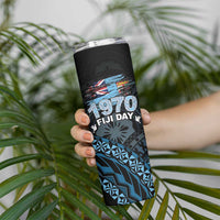 Personalised Happy Fiji Day 1970 Skinny Tumbler Flag Grunge Style LT05 - Polynesian Pride