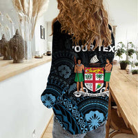 Personalised Happy Fiji Day 1970 Women Casual Shirt Flag Grunge Style LT05 - Polynesian Pride