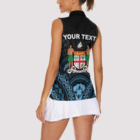 Personalised Happy Fiji Day 1970 Women Sleeveless Polo Shirt Flag Grunge Style LT05 - Polynesian Pride