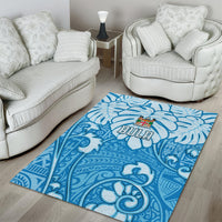 Fiji Spring Break Area Rug Fijian Tapa Pattern Blue LT05 - Polynesian Pride