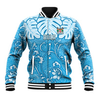 Personalized Fiji Spring Break Baseball Jacket Fijian Tapa Pattern Blue LT05 Unisex Blue - Polynesian Pride