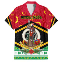 Personalized Vanuatu Christmas Family Matching Off Shoulder Short Dress and Hawaiian Shirt Santa God Yumi LT05 Dad's Shirt - Short Sleeve Red - Polynesian Pride