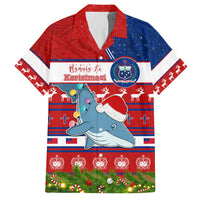 Personalized Samoa Christmas Family Matching Off Shoulder Short Dress and Hawaiian Shirt Santas Whale Manuia Le Kerisimasi LT05 Dad's Shirt - Short Sleeve Red - Polynesian Pride