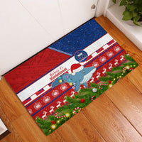 Samoa Christmas Rubber Doormat Santas Whale Manuia Le Kerisimasi LT05 Red - Polynesian Pride