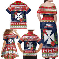 Wallis and Futuna Christmas Family Matching Off Shoulder Maxi Dress and Hawaiian Shirt Poinsettia Joyeux Noel LT05 - Polynesian Pride
