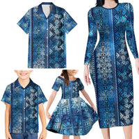Hawaii Makahiki Turtle Family Matching Long Sleeve Bodycon Dress and Hawaiian Shirt Galaxy Tapa Pattern LT05 - Polynesian Pride