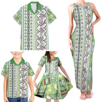 Hawaii Makahiki Turtle Family Matching Tank Maxi Dress and Hawaiian Shirt Green Tapa Pattern LT05 - Polynesian Pride