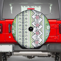 Hawaii Makahiki Turtle Spare Tire Cover Green Tapa Pattern - Polynesian Pride