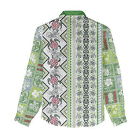 Hawaii Makahiki Turtle Women Casual Shirt Green Tapa Pattern - Polynesian Pride