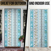 Hawaii Makahiki Turtle Door Cover Blue Tapa Pattern - Polynesian Pride