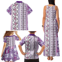 Hawaii Makahiki Turtle Family Matching Tank Maxi Dress and Hawaiian Shirt Violet Tapa Pattern LT05 - Polynesian Pride