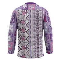 Hawaii Makahiki Turtle Hockey Jersey Violet Tapa Pattern - Polynesian Pride