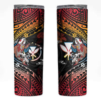 Hawaii And Japan Skinny Tumbler Koi Fish With Kanaka Maoli LT05 Black - Polynesian Pride