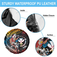 Hawaii And Japan Spare Tire Cover Koi Fish With Kanaka Maoli