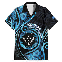 Personalised Kosrae Constitution Day Family Matching Mermaid Dress and Hawaiian Shirt Ocean Floral Pattern LT05 Dad's Shirt - Short Sleeve Black - Polynesian Pride