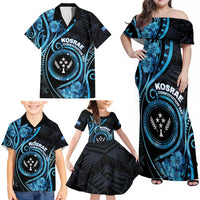Personalised Kosrae Constitution Day Family Matching Off Shoulder Maxi Dress and Hawaiian Shirt Ocean Floral Pattern LT05 - Polynesian Pride