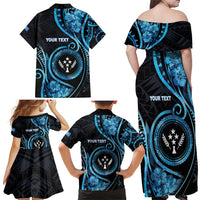Personalised Kosrae Constitution Day Family Matching Off Shoulder Maxi Dress and Hawaiian Shirt Ocean Floral Pattern LT05 - Polynesian Pride