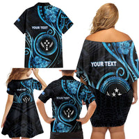 Personalised Kosrae Constitution Day Family Matching Off Shoulder Short Dress and Hawaiian Shirt Ocean Floral Pattern LT05 - Polynesian Pride