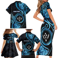 Personalised Kosrae Constitution Day Family Matching Short Sleeve Bodycon Dress and Hawaiian Shirt Ocean Floral Pattern LT05 - Polynesian Pride