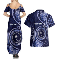 Personalised FSM Chuuk Couples Matching Summer Maxi Dress and Hawaiian Shirt Ocean Floral Pattern