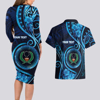 Personalised FSM Pohnpei Couples Matching Long Sleeve Bodycon Dress and Hawaiian Shirt Ocean Floral Pattern LT05 - Polynesian Pride